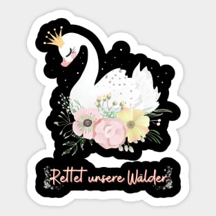 Schwan Wald Retten Prinzessin Blumen Süß Sticker